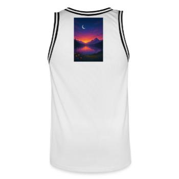 Mondnacht am Bergsee - Männer Basketball-Trikot - Weiß/Schwarz - Hinten - AI Model Male 185 dark (185cm)