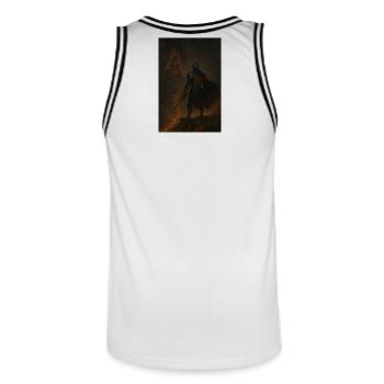 Lava Knight in Inferno - Men's Basketball Jersey - white/black - Back - AI Model Male 185 dark (185cm)