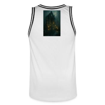 Gothic ruin by moonlight - Men's Basketball Jersey - white/black - Back - AI Model Male 185 dark (185cm)
