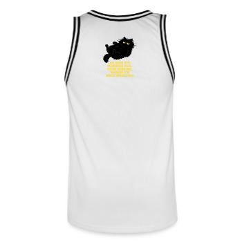Voici à quoi je ressemble le matin – M. Cuddly Wuschel - Maillot de basket Homme - blanc/noir - Dos - AI Model Male 185 dark (185cm)