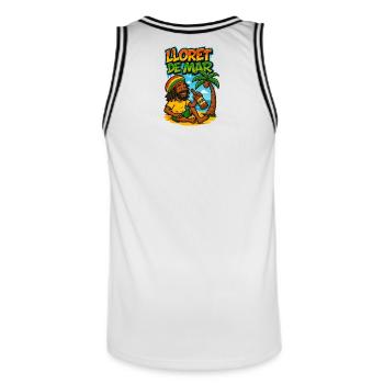 Lloret de Mar Rastas on the beach  - Maillot de basket Homme - blanc/noir - Dos - AI Model Male 185 dark (185cm)