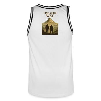 Silhouette de randonneur de montagne Trouve ton chemin - Maillot de basket Homme - blanc/noir - Dos - AI Model Male 185 dark (185cm)