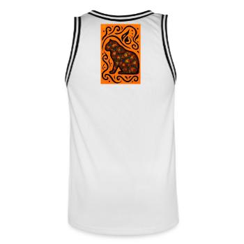 Mystic Cat Mandala Orange - Männer Basketball-Trikot - Weiß/Schwarz - Hinten - AI Model Male 185 dark (185cm)