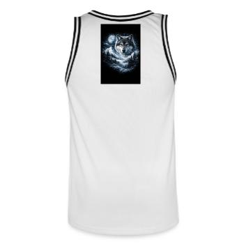 Mondwolf über Schneelandschaft - Männer Basketball-Trikot - Weiß/Schwarz - Hinten - AI Model Male 185 dark (185cm)