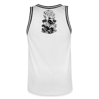 Chat déconnecté - Maillot de basket Homme - blanc/noir - Dos - AI Model Male 185 dark (185cm)