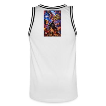 Luminous Birthday Wolf Night Scene - Men's Basketball Jersey - white/black - Back - AI Model Male 185 dark (185cm)