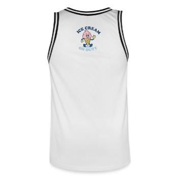 Eis im Dienst - Männer Basketball-Trikot - Weiß/Schwarz - Hinten - AI Model Male 185 dark (185cm)