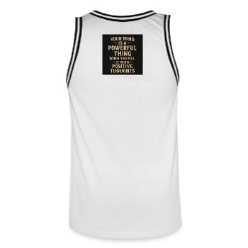 Lemme motivant avec des pensées positives - Maillot de basket Homme - blanc/noir - Dos - AI Model Male 185 dark (185cm)