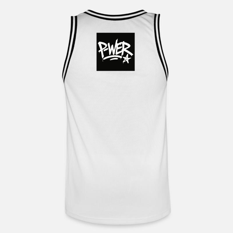 Graffiti Style Power Text Design - Maillot de basket Homme - blanc/noir
