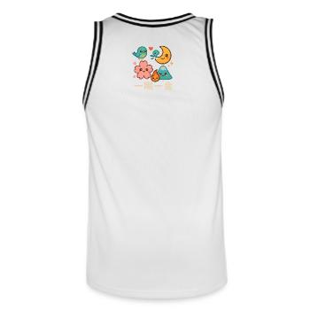 Collection de motifs Kawaii一期一会 - Maillot de basket Homme - blanc/noir - Dos - AI Model Male 185 dark (185cm)