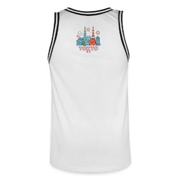 Kawaii Tokyo Skyline - Männer Basketball-Trikot - Weiß/Schwarz - Hinten - AI Model Male 185 dark (185cm)