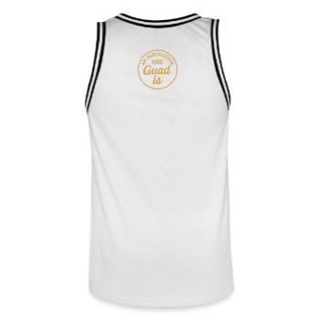Guud est un insigne rond en dialecte - Maillot de basket Homme - blanc/noir - Dos - AI Model Male 185 dark (185cm)