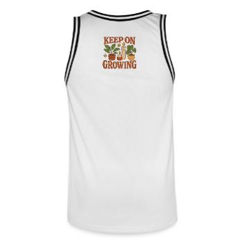 Keep_on_Growing - Männer Basketball-Trikot - Weiß/Schwarz - Hinten - AI Model Male 185 dark (185cm)