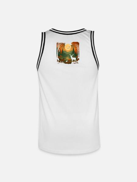 Mondlicht über dem Herbstwald - Männer Basketball-Trikot - Weiß/Schwarz