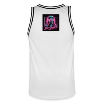 Stay Hidden Neon Mask - Männer Basketball-Trikot - Weiß/Schwarz - Hinten - AI Model Male 185 dark (185cm)
