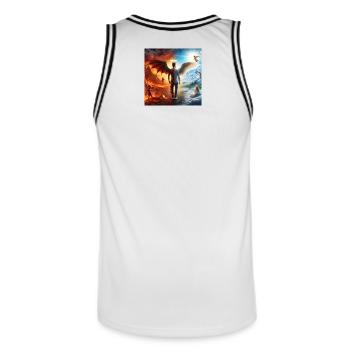 Himmlisches und Infernales Gleichgewicht - Männer Basketball-Trikot - Weiß/Schwarz - Hinten - AI Model Male 185 dark (185cm)