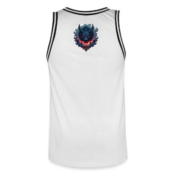 Shadow Oni – Japanischer Dämonenwolf - Männer Basketball-Trikot - Weiß/Schwarz - Hinten - AI Model Male 185 dark (185cm)