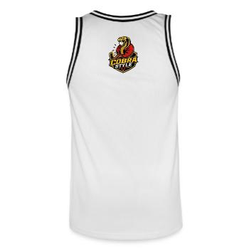 Cobra-Stil Tischtennis - Männer Basketball-Trikot - Weiß/Schwarz - Hinten - AI Model Male 185 dark (185cm)
