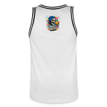 Crane DEEPWATER Wasserball - Männer Basketball-Trikot - Weiß/Schwarz - Hinten - AI Model Male 185 dark (185cm)