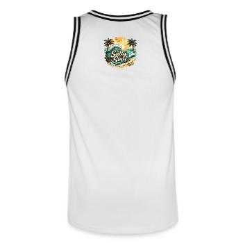 Salty Soul Beach Shirt - Männer Basketball-Trikot - Weiß/Schwarz - Hinten - AI Model Male 185 dark (185cm)
