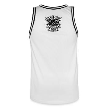 Sons of Anarchy MC Banner Schwarz - Männer Basketball-Trikot - Weiß/Schwarz - Hinten - AI Model Male 185 dark (185cm)