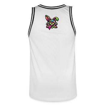 Couleurs néon de Psychedelic Bunny - Maillot de basket Homme - blanc/noir - Dos - AI Model Male 185 dark (185cm)