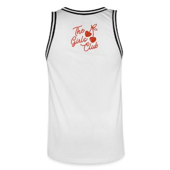 Le scénario de cerises du Girls Club - Maillot de basket Homme - blanc/noir - Dos - AI Model Male 185 dark (185cm)