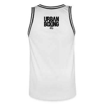 Boxe - Maillot de basket Homme - blanc/noir - Dos - AI Model Male 185 dark (185cm)