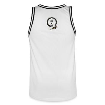 Ronin im Enso-Kreis - Männer Basketball-Trikot - Weiß/Schwarz - Hinten - AI Model Male 185 dark (185cm)
