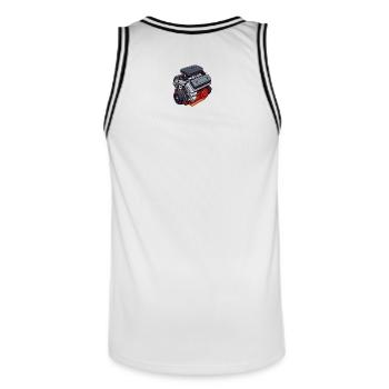 Motor Theme: Classic and Power - Men's Basketball Jersey - white/black - Back - AI Model Male 185 dark (185cm)