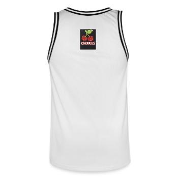 Cherry Duo Retro Badge - Men's Basketball Jersey - white/black - Back - AI Model Male 185 dark (185cm)