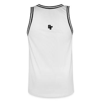 Logo SmokingFluri - Männer Basketball-Trikot - Weiß/Schwarz - Hinten - AI Model Male 185 dark (185cm)