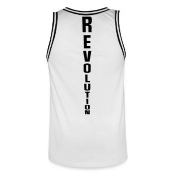 Revolution Backprint - Maillot de basket Homme - blanc/noir - Dos - AI Model Male 185 dark (185cm)