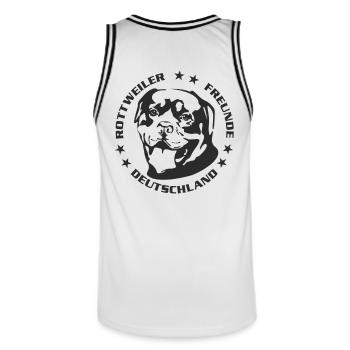 Rottweiler Freunde Logo - Männer Basketball-Trikot - Weiß/Schwarz - Hinten - AI Model Male 185 dark (185cm)