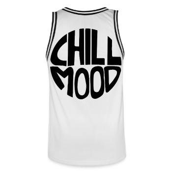 Ambiance relaxante - Maillot de basket Homme - blanc/noir - Dos - AI Model Male 185 dark (185cm)