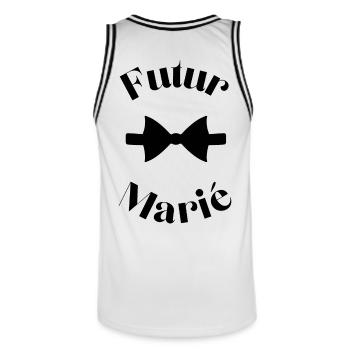 EVG Futur Marié. Enterrement vie célibataire - Maillot de basket Homme - blanc/noir - Dos - AI Model Male 185 dark (185cm)