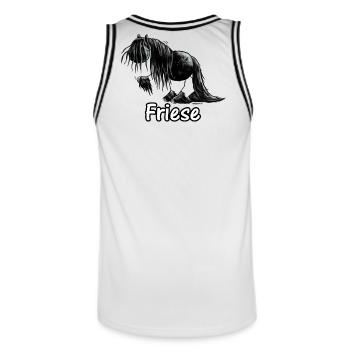 Lustiges Friesenpferd - Friese - Pferd - Männer Basketball-Trikot - Weiß/Schwarz - Hinten - AI Model Male 185 dark (185cm)