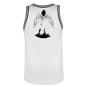 Angel with wings - Men's Basketball Jersey - white/black - Back - AI Model Male 185 dark (185cm)