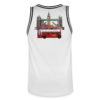 Collage de monuments de Londres - Maillot de basket Homme - blanc/noir - Dos - AI Model Male 185 dark (185cm)