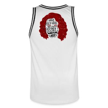 Rote Haare Frauen - Männer Basketball-Trikot - Weiß/Schwarz - Hinten - AI Model Male 185 dark (185cm)