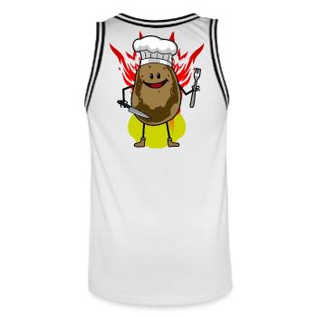 Hot Potato Fried Potato Fiery Kitchen Cooking - Men's Basketball Jersey - white/black - Back - AI Model Male 185 dark (185cm)