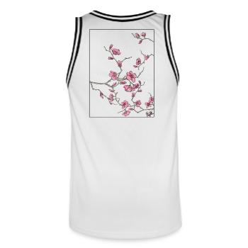 Kirschblüten Florales Design - Männer Basketball-Trikot - Weiß/Schwarz - Hinten - AI Model Male 185 dark (185cm)