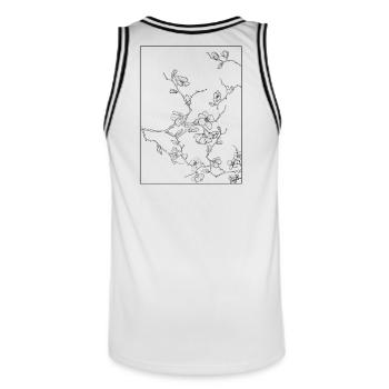 Floral Design Kirschblüten Outline Schwarz - Männer Basketball-Trikot - Weiß/Schwarz - Hinten - AI Model Male 185 dark (185cm)