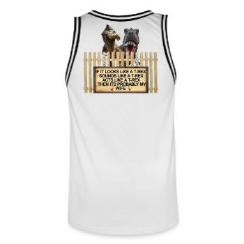 TREX Femme Blague Signe Tee - Maillot de basket Homme - blanc/noir - Dos - AI Model Male 185 dark (185cm)