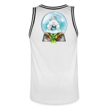 Boule à neige Père Noël avec cannes de bonbon - Maillot de basket Homme - blanc/noir - Dos - AI Model Male 185 dark (185cm)