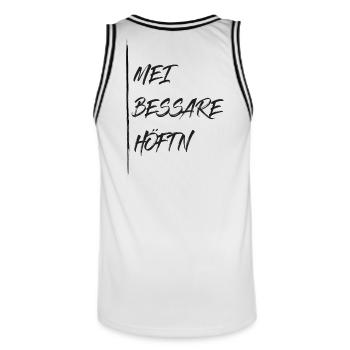 Mei bessere Höftn - meine bessere Hälfte - Männer Basketball-Trikot - Weiß/Schwarz - Hinten - AI Model Male 185 dark (185cm)