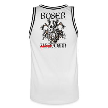 Böser Wikinger-Krieger Grafik - Männer Basketball-Trikot - Weiß/Schwarz - Hinten - AI Model Male 185 dark (185cm)