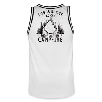 Life Is Better at the Campfire - Männer Basketball-Trikot - Weiß/Schwarz - Hinten - AI Model Male 185 dark (185cm)