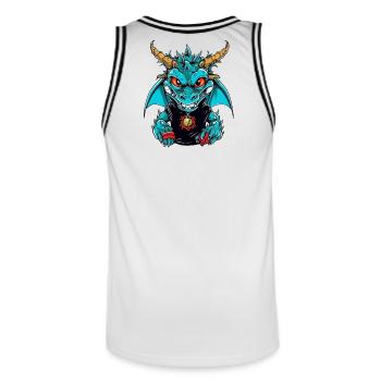 Dragon design with mystical scenery - Men's Basketball Jersey - white/black - Back - AI Model Male 185 dark (185cm)
