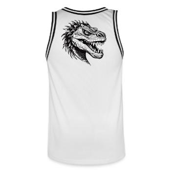 Drachenkopf Illustration schwarz Weiß - Männer Basketball-Trikot - Weiß/Schwarz - Hinten - AI Model Male 185 dark (185cm)